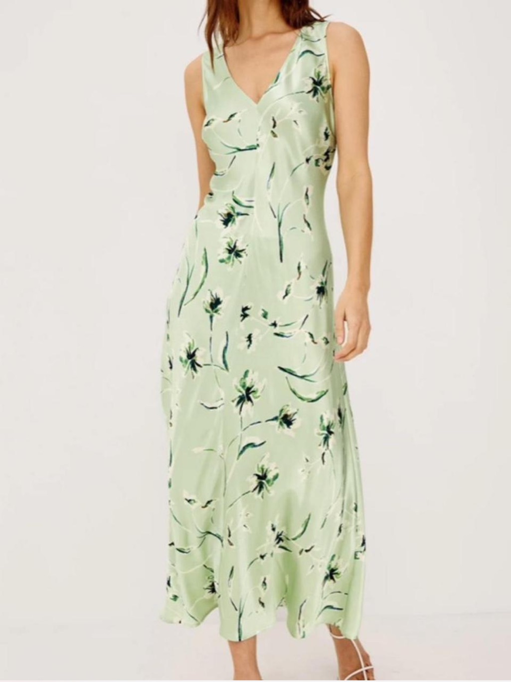 Rails Light Green Floral V-Neck Sleeveless Maxi Dress